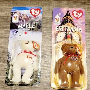 Ty Maple and Britannia Bears Set - White and Brown